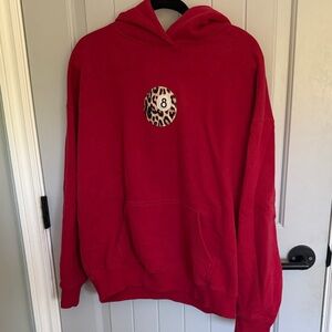 PacSun Red Hoodie with Leopard Patch